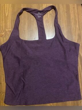 Danskin Deep Plum Heather Super Soft Racerback Workout Crop Tank Top
